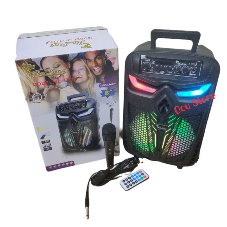 Speaker bluetooth karaoke 8,5 inch x bass radio fm LED extra bass Best Qualiity cas rechargeable super bass speaker jinlong Termurah