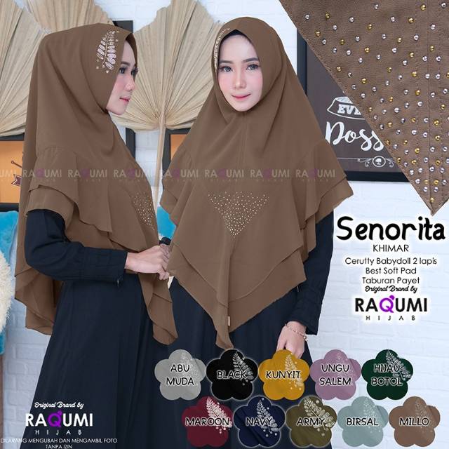 SENORITA ORIGINAL RAQUMI | RAQUMI SOLO | NEW RAQUMI HIJAB | Khimar Milo | Khimar Payet | soft pad