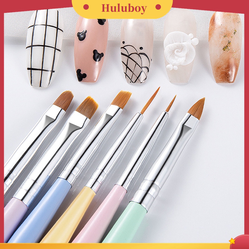 Huluboy Huluboy♡ 6pcs / Set Pen Liner Kuku Warna Macaron Untuk Nail Art