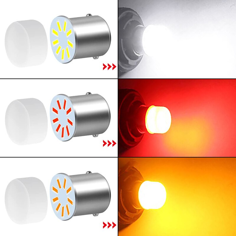 1pc Lampu LED P21 / 5W Ba15S 1156 PY21W BAY15D 1157 12V 6000K Warna Putih Untuk Rem / Sein Mobil