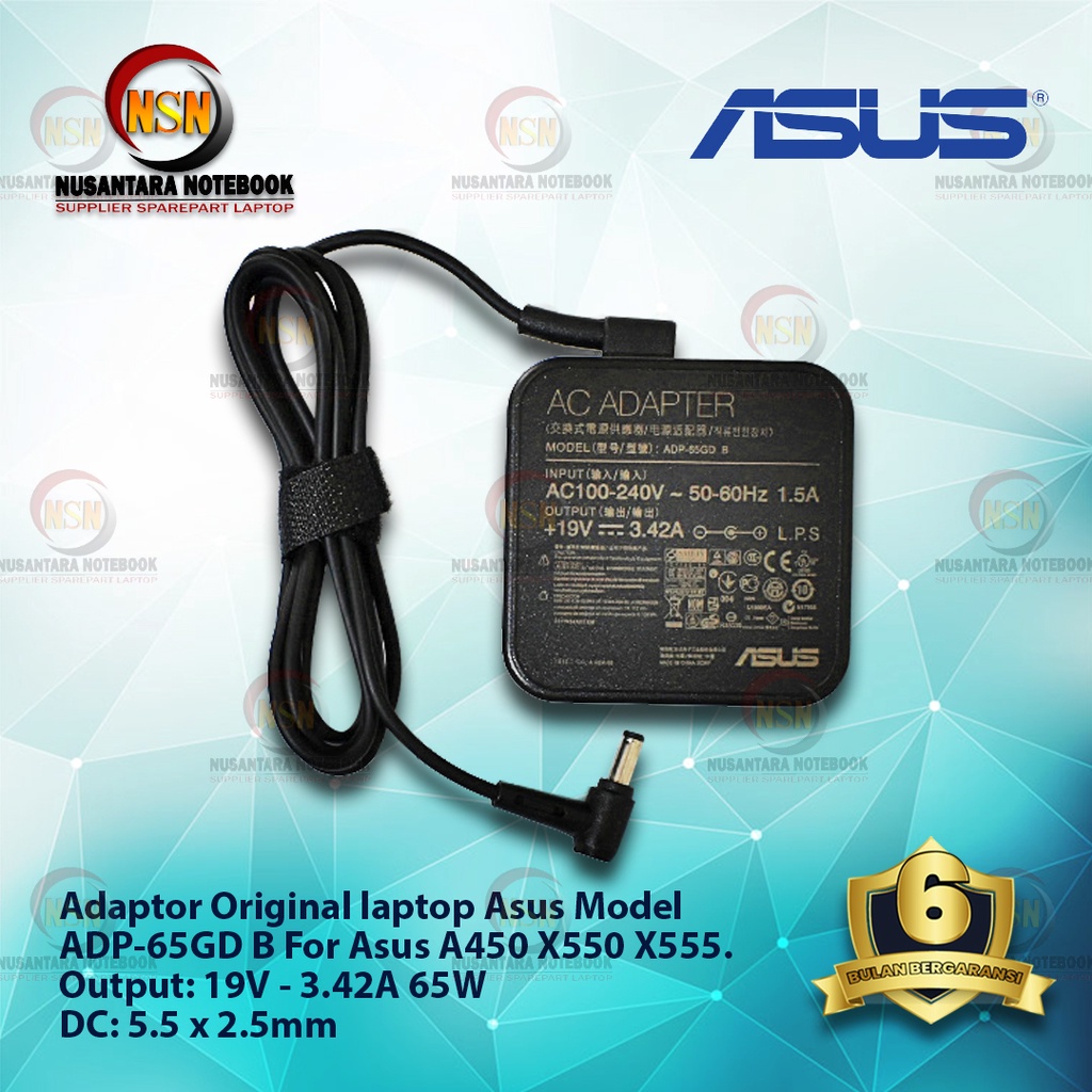 Adaptor Original Laptop Asus 19V - 3.42A For ASUS a450 x550 x555.