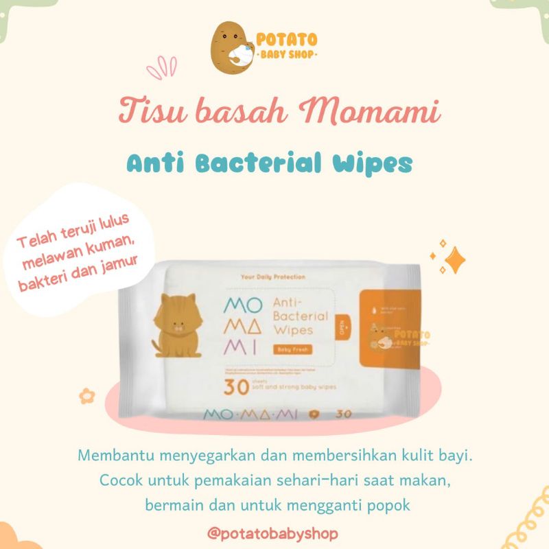 Momami Anti Bacterial Wipes - tisu basah x disney x liunic