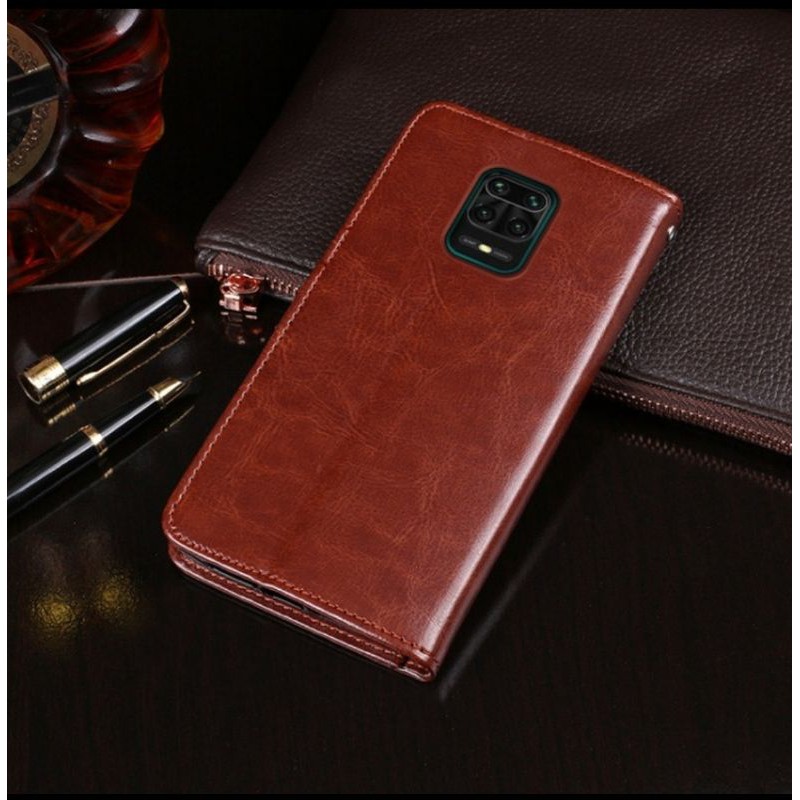 Redmi Note 9 Sarung Kulit Flip Standing Cover Case Dompet