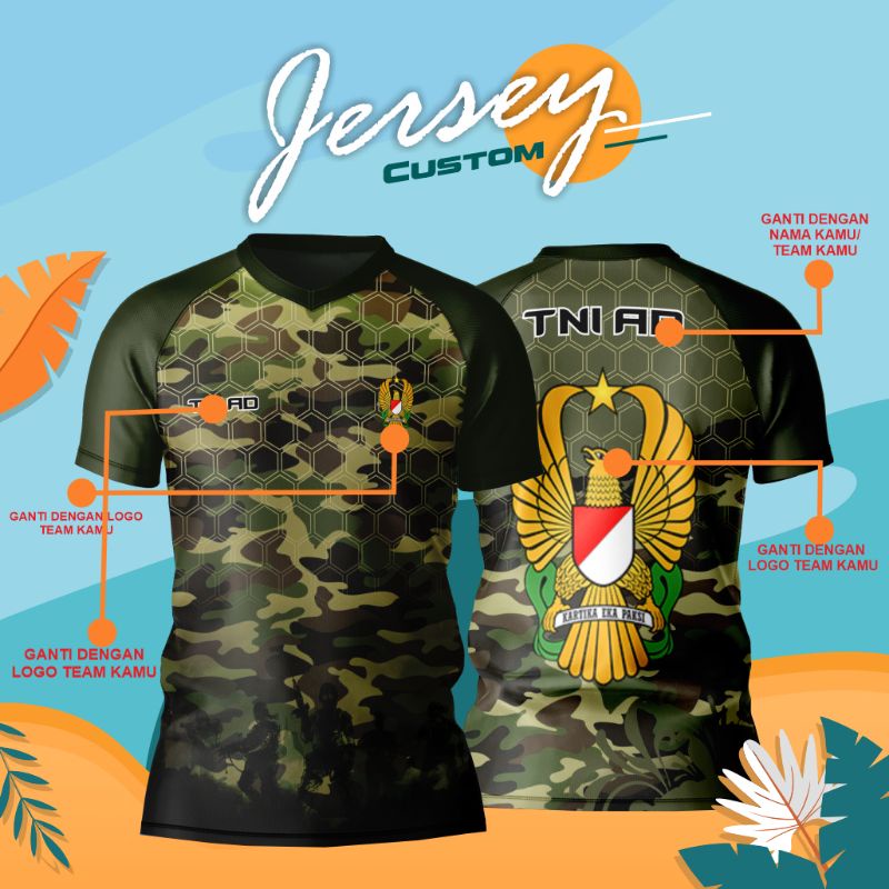 JERSEY TNI JERSEY TENTARA JERSEY ARMY BAJU LORENG (FREE CUSTOM DESAIN)