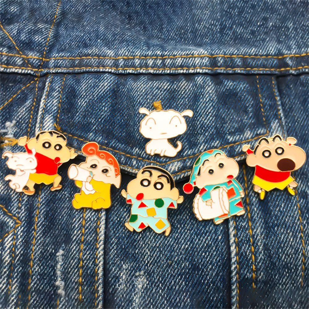 Lanfy Enamel Bros Perhiasan Hadiah Tas Sekolah Dekorasi Ransel Crayon Shin-chan Pin Logam Cosplay Lencana