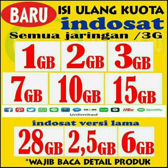 Indosat paket data internet FREEDOM 1GB 2GB 3GB 7GB 10GB 15GB 20GB 30GB 50GB