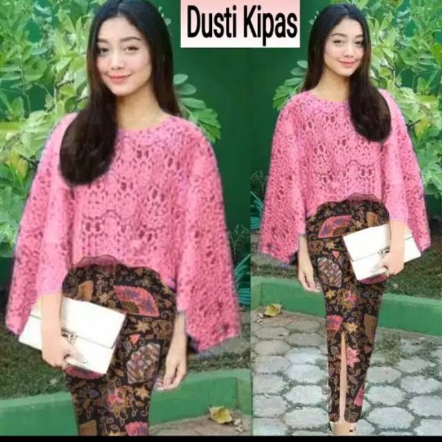 Setelan Kebaya Cape Brukat Modern Rok Batik Panjang Bagus Simple Elegant Pesta