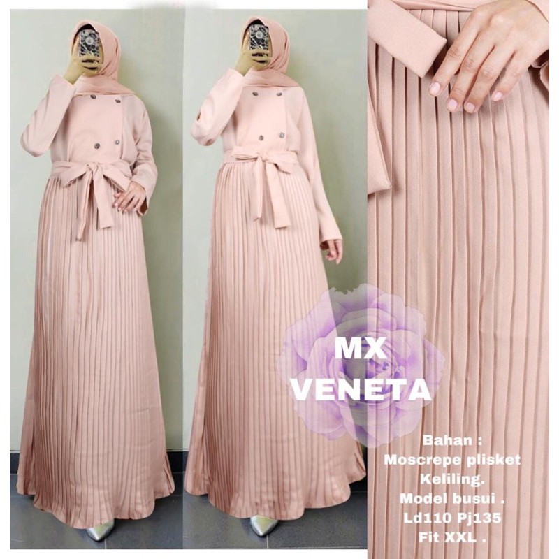 maxi dress gamis terbaru muslim veneta plisket coksu size XXL jumbo