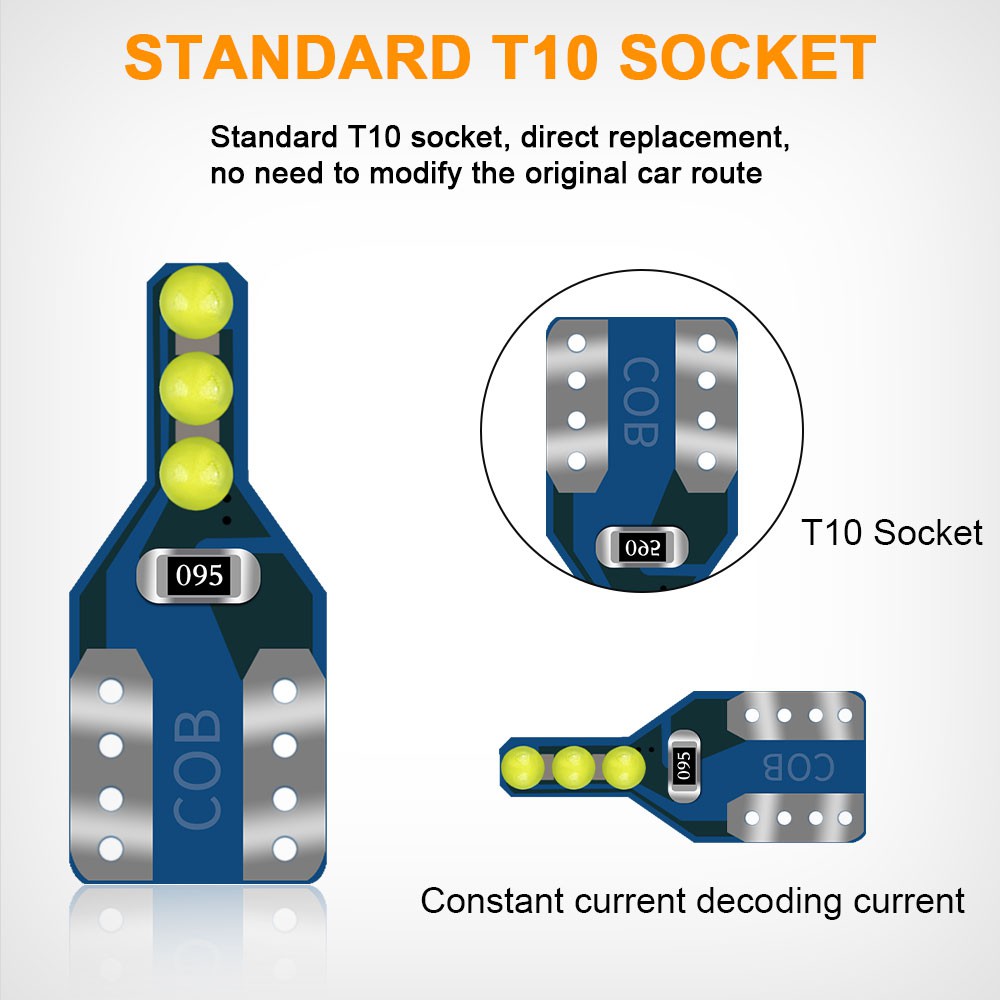 T10 LED W5W Super Bright Canbus 6-SMD COB Car Parking Lights 168 194 501 2825 Auto Wedge Turn Side Bulbs Car Interior Lamp