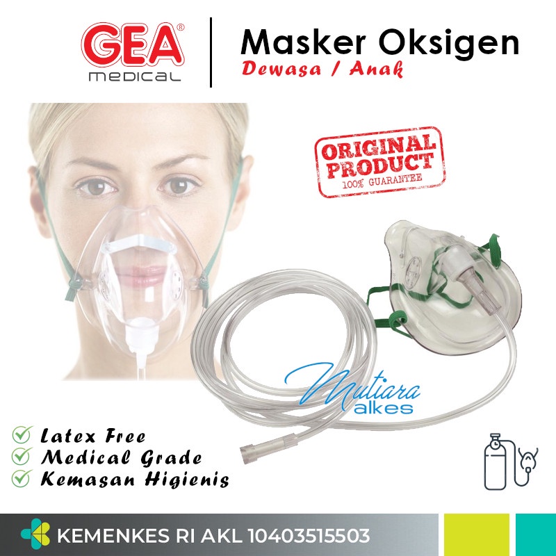 Masker Oksigen GEA Dewasa dan Anak - Oxygen Mask Adult Child