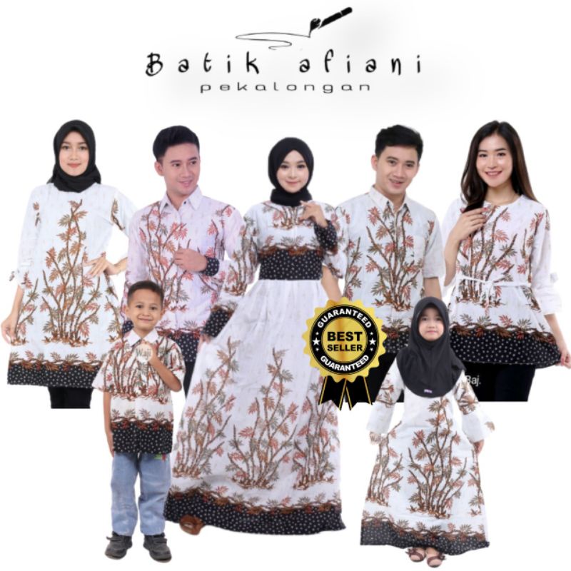 BISA PISAH Batik Couple Keluarga Sania Ruffle Ori Ndoro Jowi Dnt Motif Bambu Putih