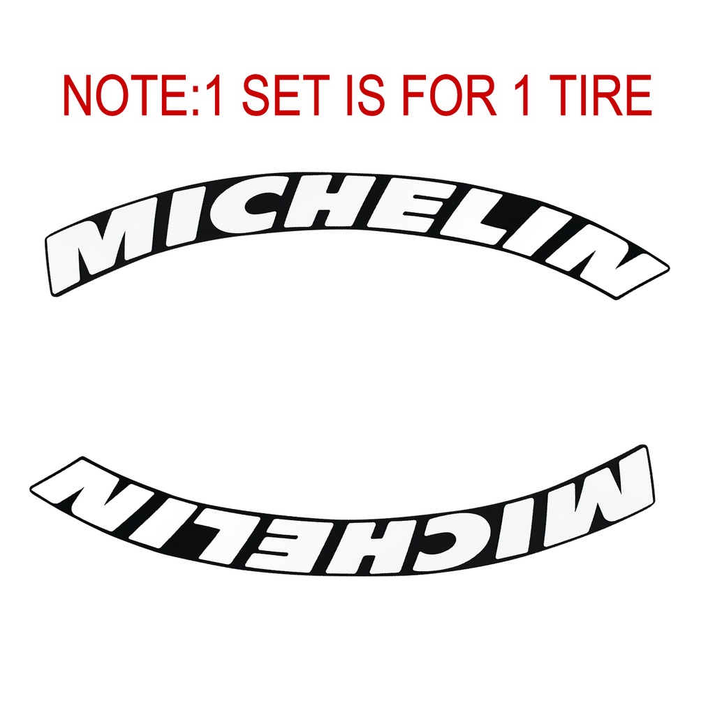 1 Set MICHELIN Siamese Letter Tire Sticker Car Decoration Decal Universal Styling For 1 Wheel