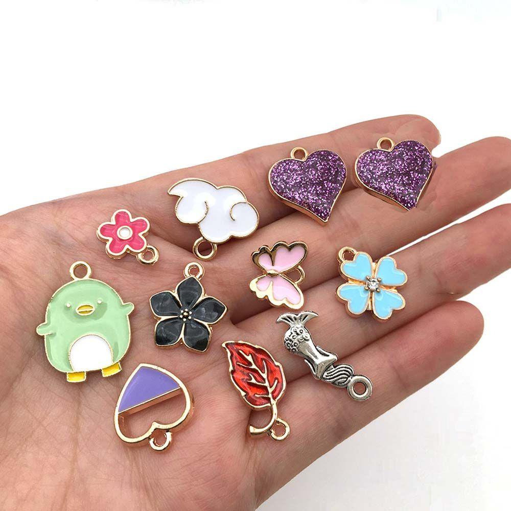 Needway Campuran Pesona Kunci Lucu Vintage Jantung Anting Kalung Bunga Perhiasan Buatan Tangan