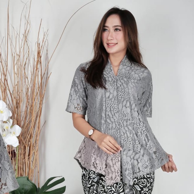 Atasan Kebaya Floy Brukat Pendek 4 Warna Pilihan