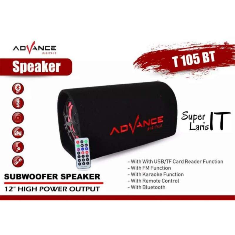 PAKET Speaker Advance T 105 BT 12 inch (Bluetooth) Model Tabung + Mic Mic KARAOKE MANTAP