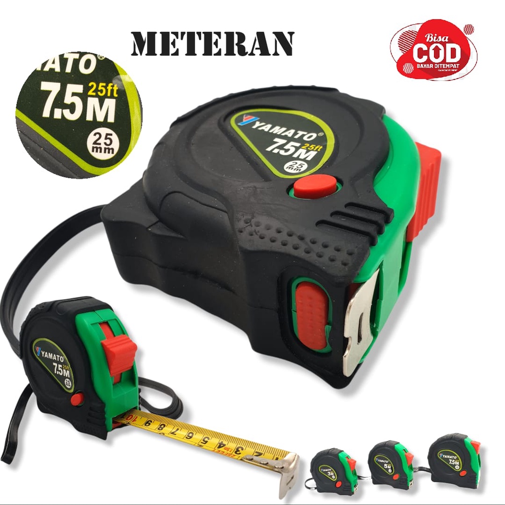 Meteran 3Meter, 5 Meter, 7.5 Meter /Meteran Tukang/ Measuring Tape/ Meteran Rol