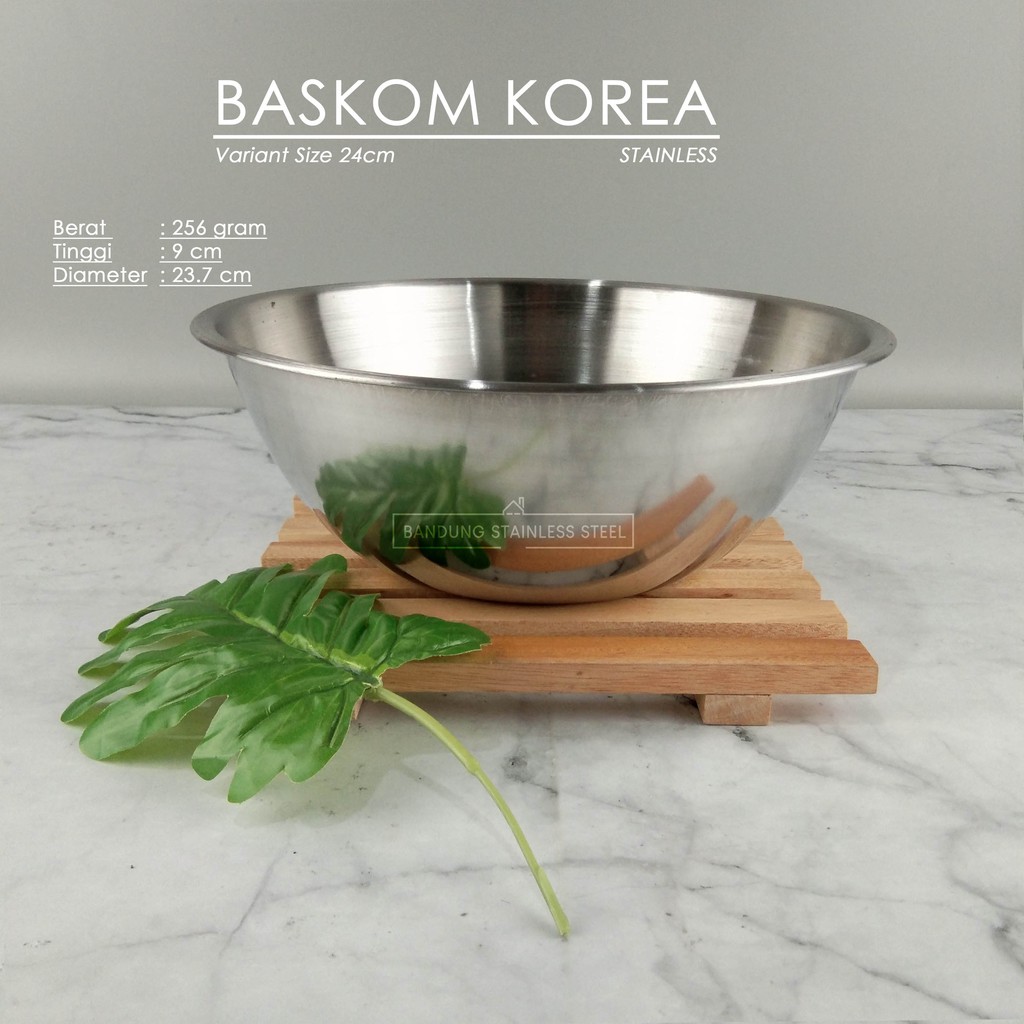 Baskom Korea stainless steel 24cm elegan tebal dov mixing bowl