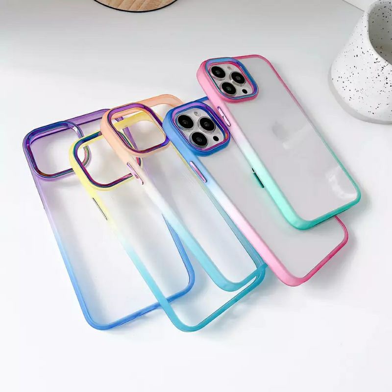 Case iPhone 13 / Pro / Max Clear Steel Hybrid Rainbow Colour