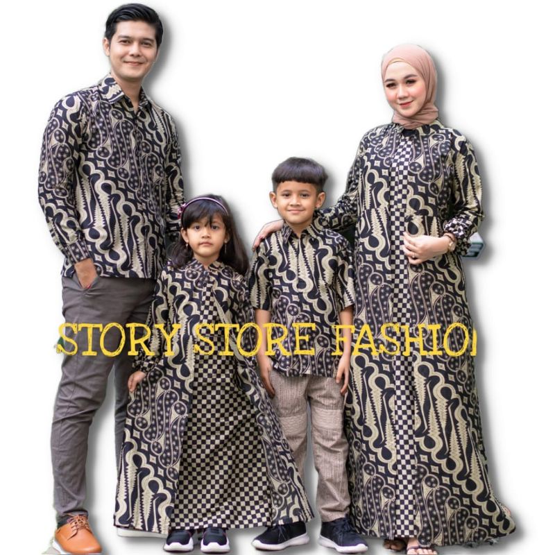 Batik Couple keluarga anak cowok &amp; cewek gamis cardy busui motif seno ageng kemeja batik pria lengan panjang Size S M L XL XXL XXXL