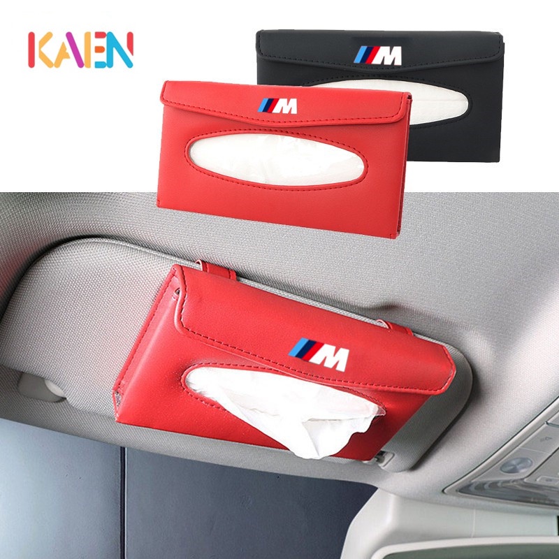 Kotak Tisu Bahan Kulit Warna Merah Hitam Untuk Sun Visor Mobil BMW M   E30 E34 E36 E46 E90 F10 F30 M3