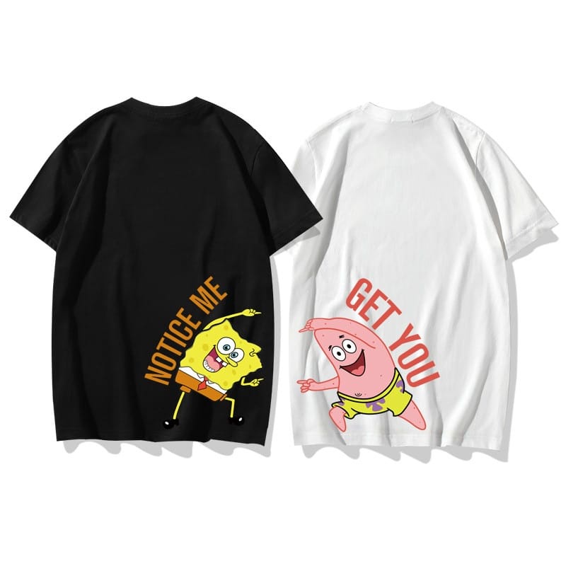 MYSTIQUE.ID-BAJU KAOS COUPLE NOTICE ME SPONGE*BOB &amp; GET YOU PAT*RIK T-SHIRT LUCU DAN AESTHETIC