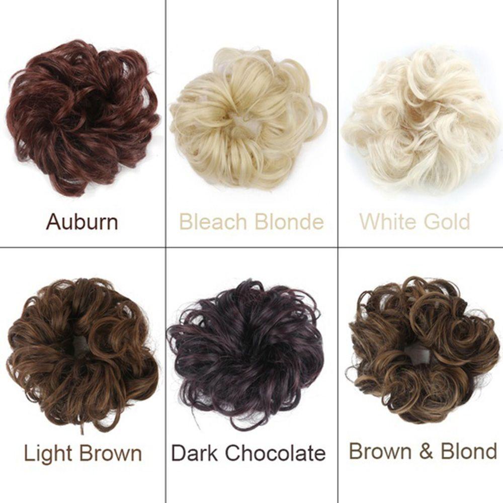 Ikat Rambut Scrunchie Elastis Model Keriting Messy Bahan Sintetis Untuk Wanita