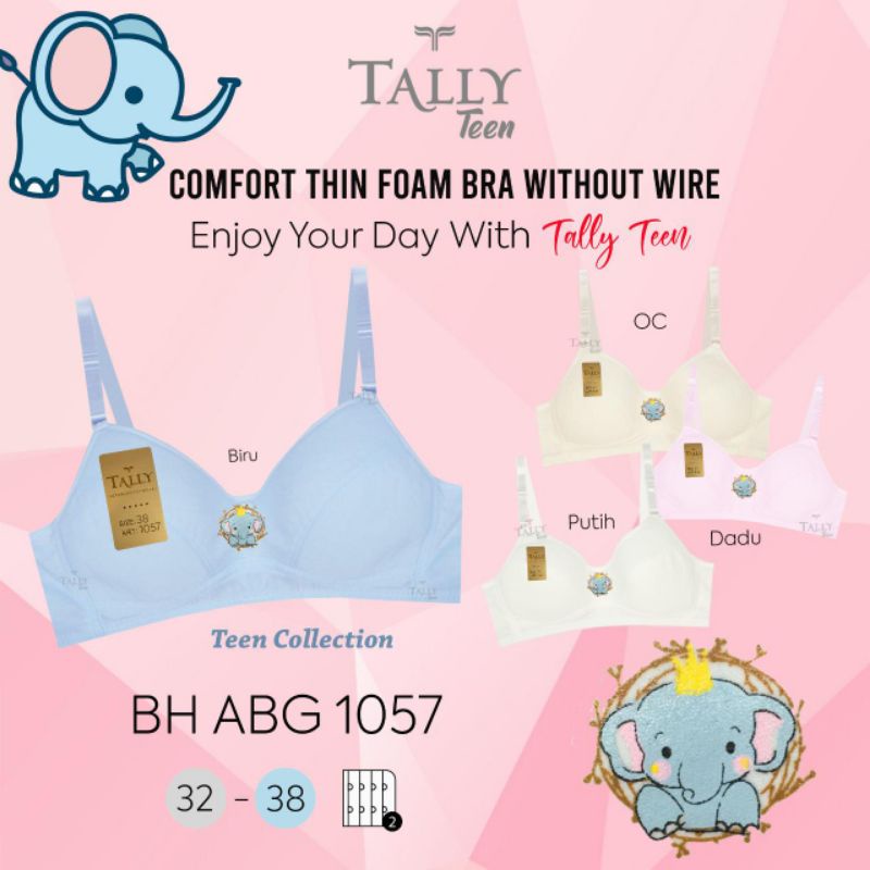 TALLY BRA BH REMAJA ABG 1057 | TANPA BUSA | TANPA KAWAT | CUP A | SIZE 32 - 38