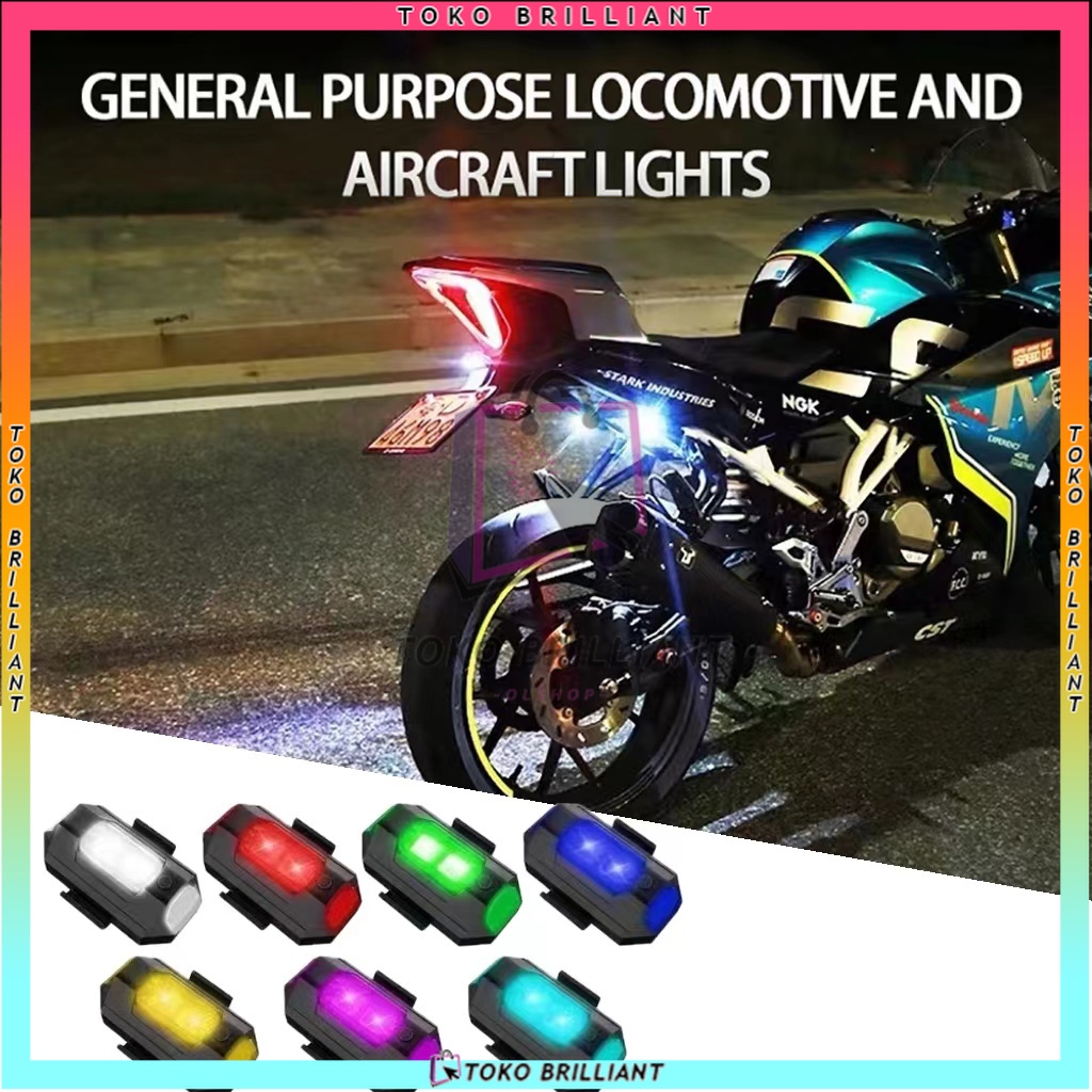 [𝐍𝐄𝐖 𝐔𝐏𝐋𝐎𝐀𝐃] Anti Tabrakan Lampu Strobo LED 7 Warna Universal Untuk Motor / Pesawat / Drone