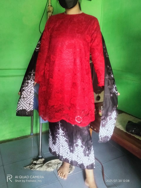 (lengkap 6 Warna - Brokat Halus Termurah) Couple Batik Brokat Monaka Selendang