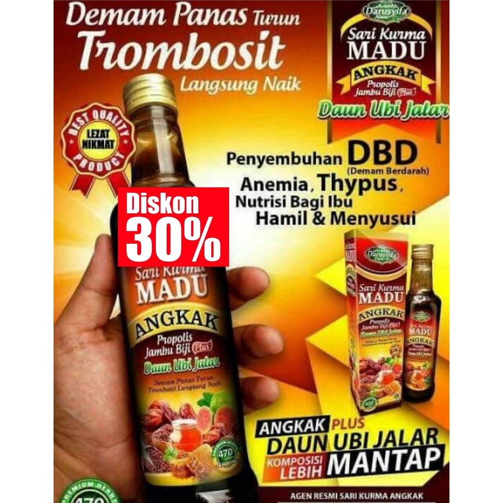 

Madu Sari Kurma Angkak Propolis Jambu Biji Daun Ubi Jalar untuk DBD dan Typus Darusyifa Alami | BISA COD