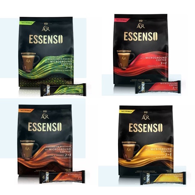 

L'OR ESSENSO With Microground Instant 3in1, Colombian Mystique, 2in1 Creamer, Brazilian Elegance Kopi Impor
