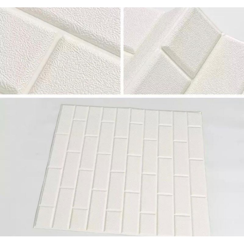 wallpaper dinding 3D foam bata putih kulit jeruk uk 70x77cm-2
