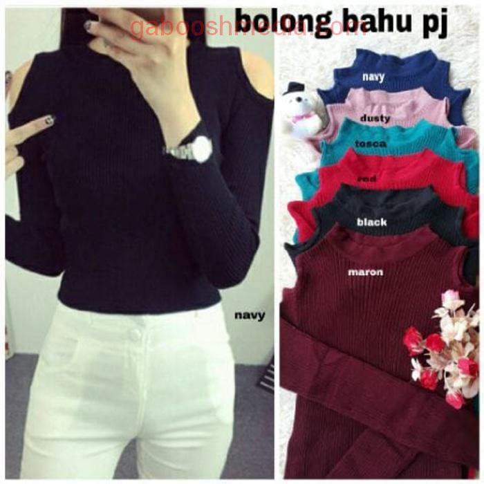 [bolong bahu rajut RO] blouse wanita rajut var color
