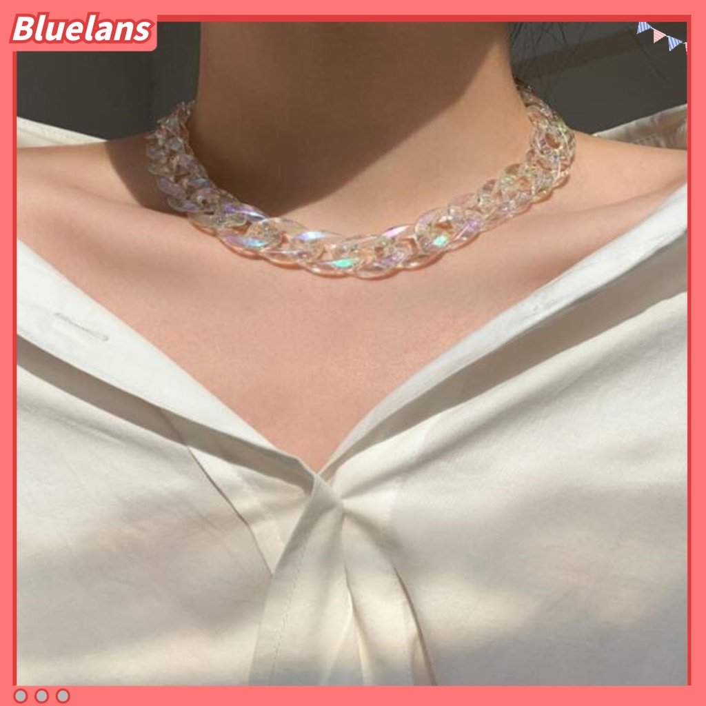 Bluelans Kalung Wanita Desain Lingkaran Bahan Resin Bening Untuk Pesta