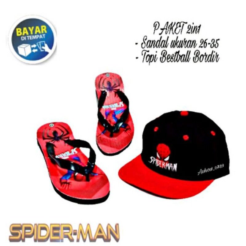 REALPICT Topi anak bordir/LED  baseball bonus sendal 28-34