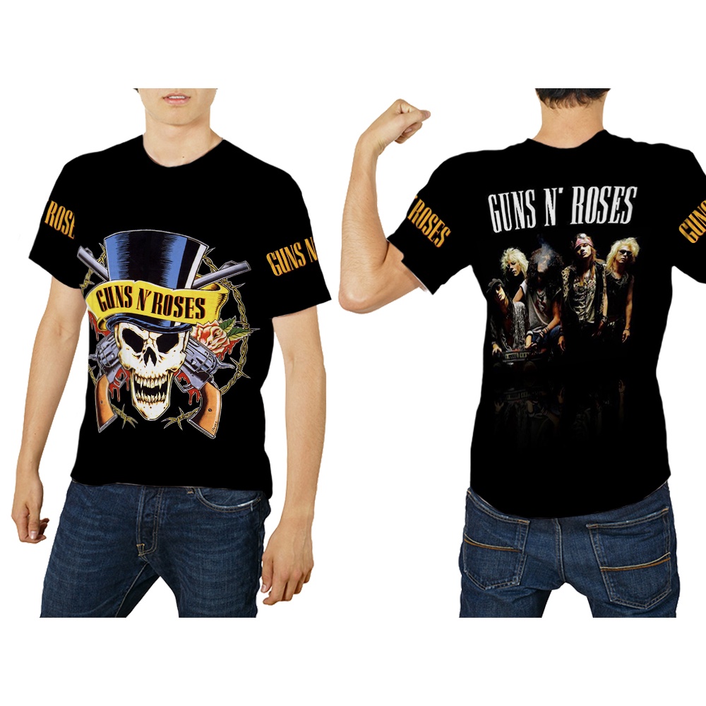 SAFANA - Kaos Pendek Pria Design GUNS N ROSES FullPrint