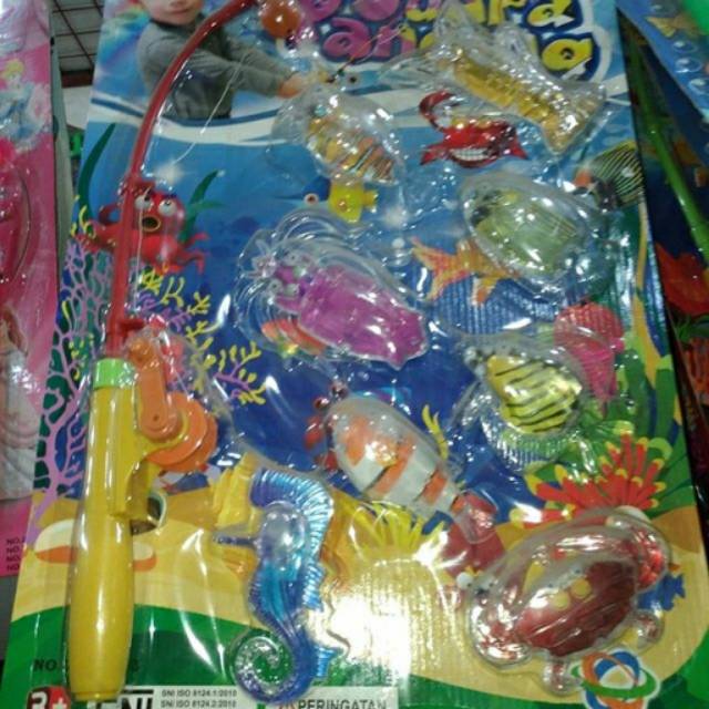 Mainan anak fishing game pancingan ikan transparan bening nemo