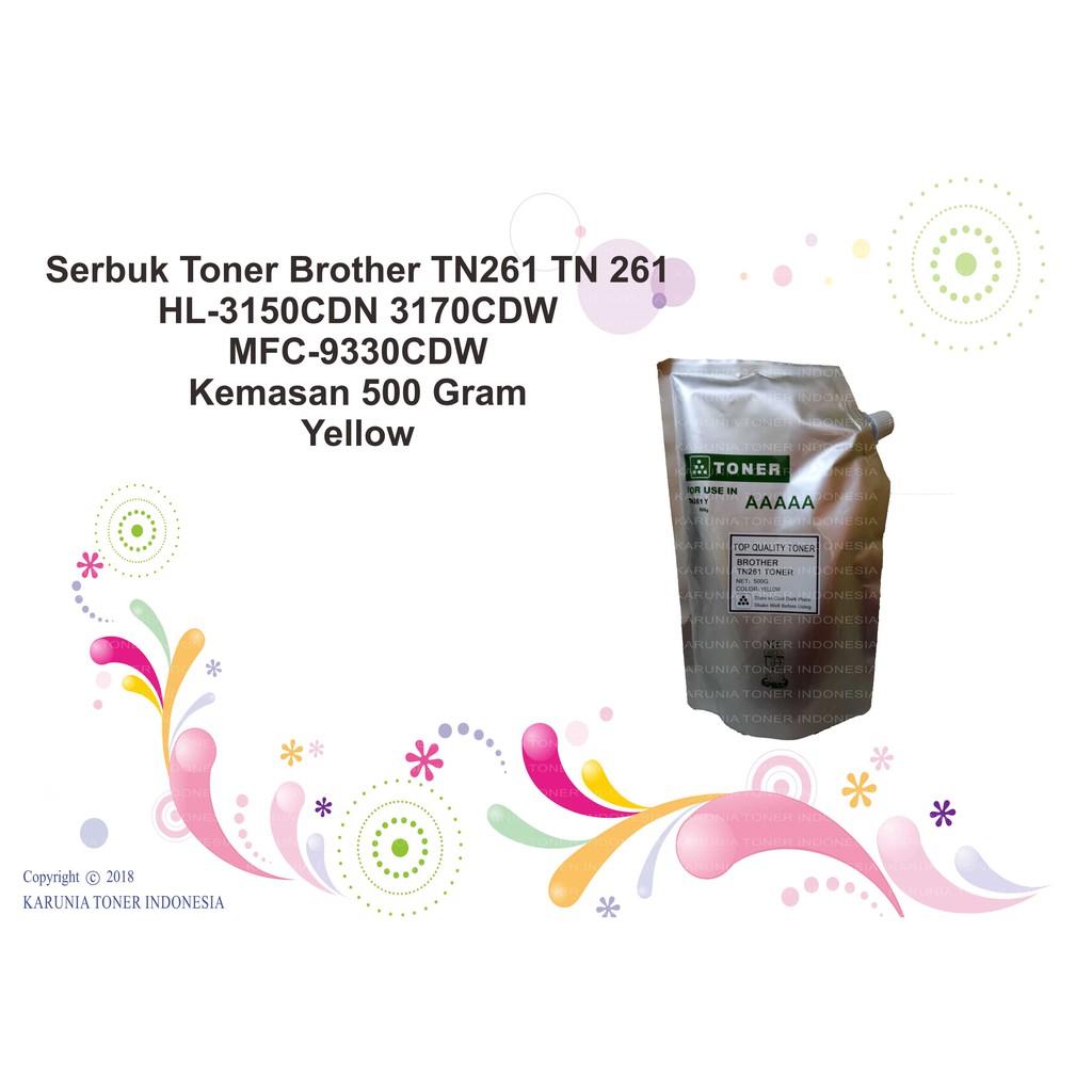 Serbuk Toner Brother TN261 TN 261 HL-3150CDN 3170CDW MFC-9330CDW Kemasan 500 Gram warna hitam KOSONG