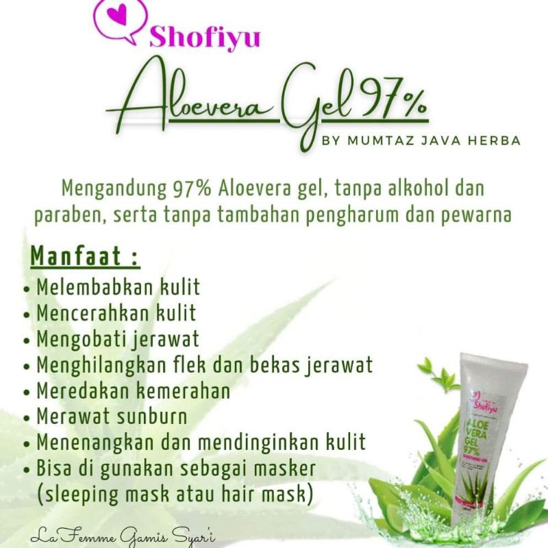 ALOEGEL / ALOEVERA SHOOTING GEL BY SHOFIYU ( melembabkan kulit / mengobati jerawat / mengatasi rambut rusak,patah,rontok ) Javahills mumtaz