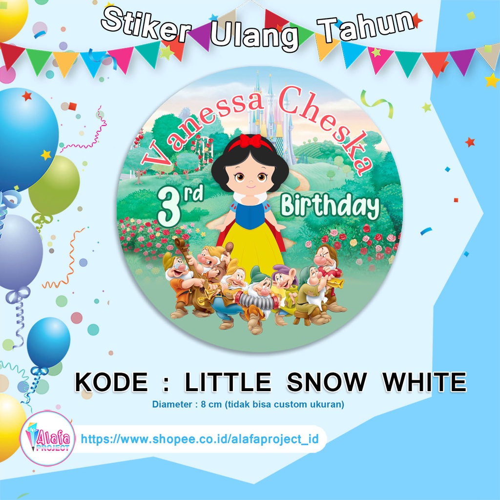 Jual Stiker Ulang Tahun Litlle Snow White / Stiker Ultah Putri Salju ...