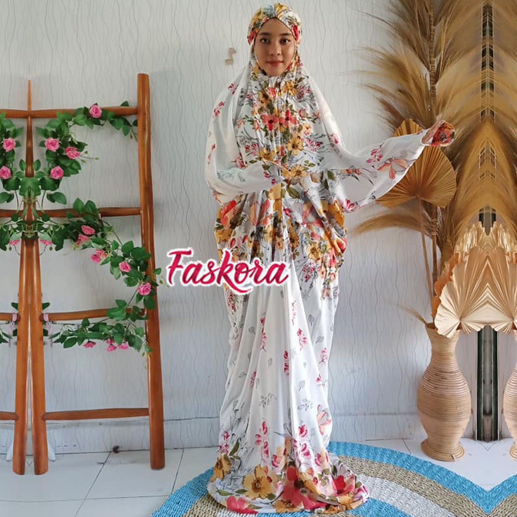 Mukena Terusan Dewasa Putih Polos / Mukena Rayon Bali Polos Jumbo / Mukena Katun Rayon Polos Putih