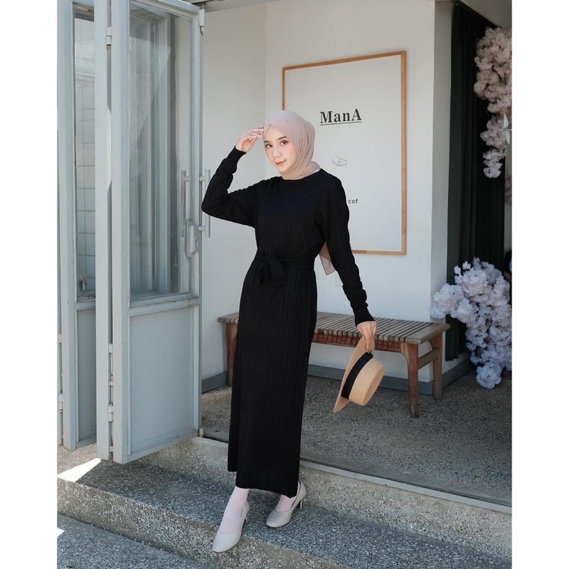 Gamis rajut Gamis Basic Tali gamis rajut terbaru dan modern / Gamis Rajut Knit