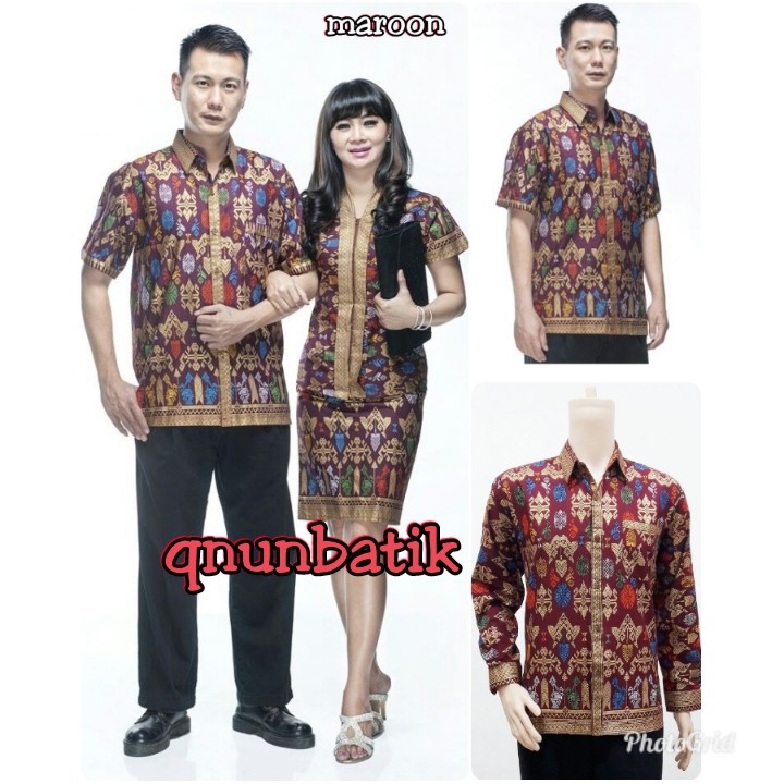 Qnunbatik Sarimbit/couple Batik Rok N Blus Santika Prodo Pendek Maroon