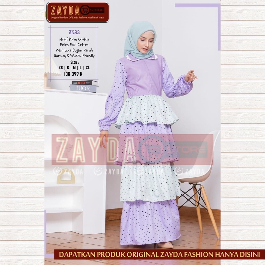 Gamis Remaja Terbaru Gamis Zayda Fashion Gamis Wanita Katun Original ZG83 Lilac