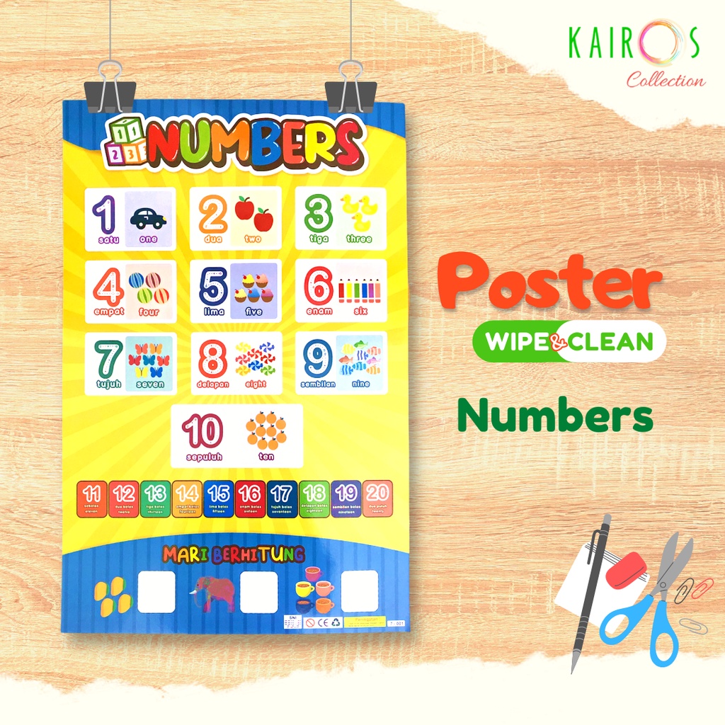 Poster Wipe and Clean (Tanpa Spidol) Anak Paud TK Belajar Menulis Alfabet ABC