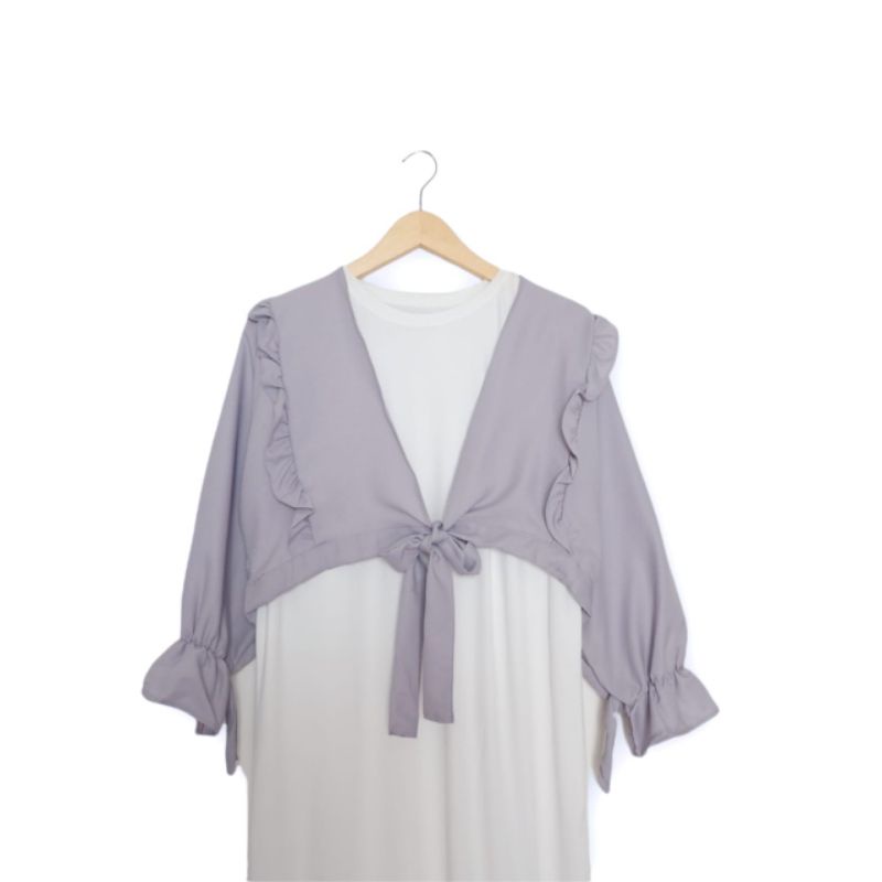 OUTER SET FASHION TERBARU / INNER DRESS MUSLIM / PAKAIAN WANITA-Inner white + abu