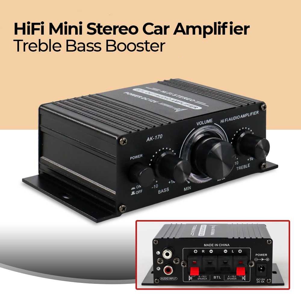 ANENG HiFi Mini Stereo Car Amplifier Treble Bass Booster - AK170