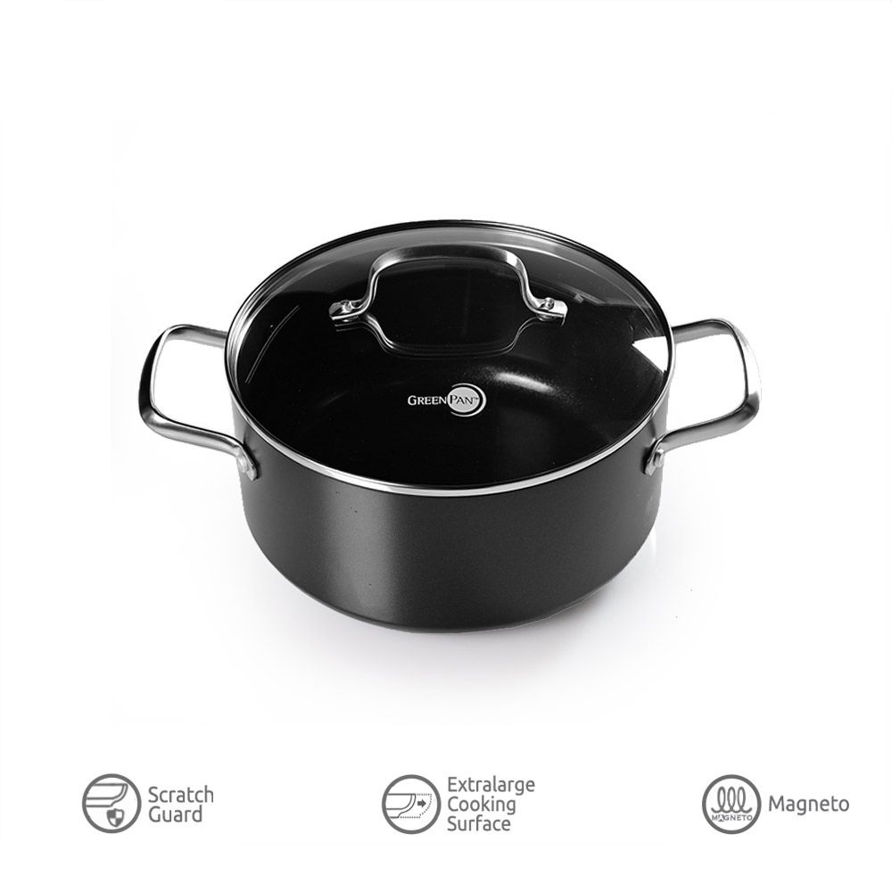 GreenPan Copenhagen Black Covered Casserole 24 Cm