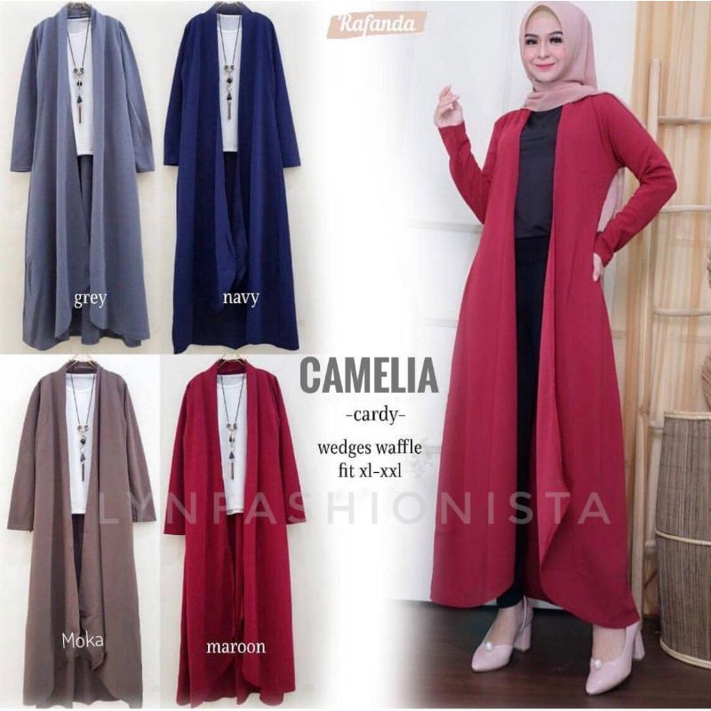 (BB MAX 65 KG)LONG OUTER PANJANG/CARDIGAN WANITA MUSLIM BASIC POLOS/CAMELIA