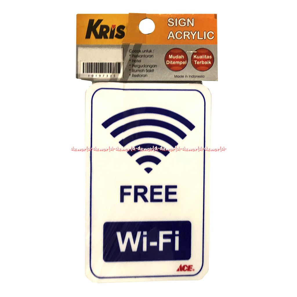 Kris Sign Acrylic Stiker Free Wifi Sticker Tanda Wifi Gratis Cocok Untuk Di Cafe Atau Toko Wife Waifi Sign Stickers Krisbow Ace Akrilik Putih